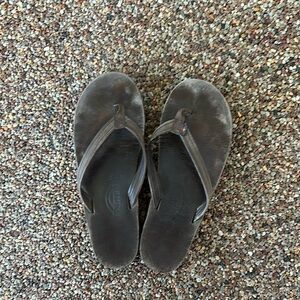 RAINBOW Narrow Strap Double Layer Leather Flip Flop Sandal